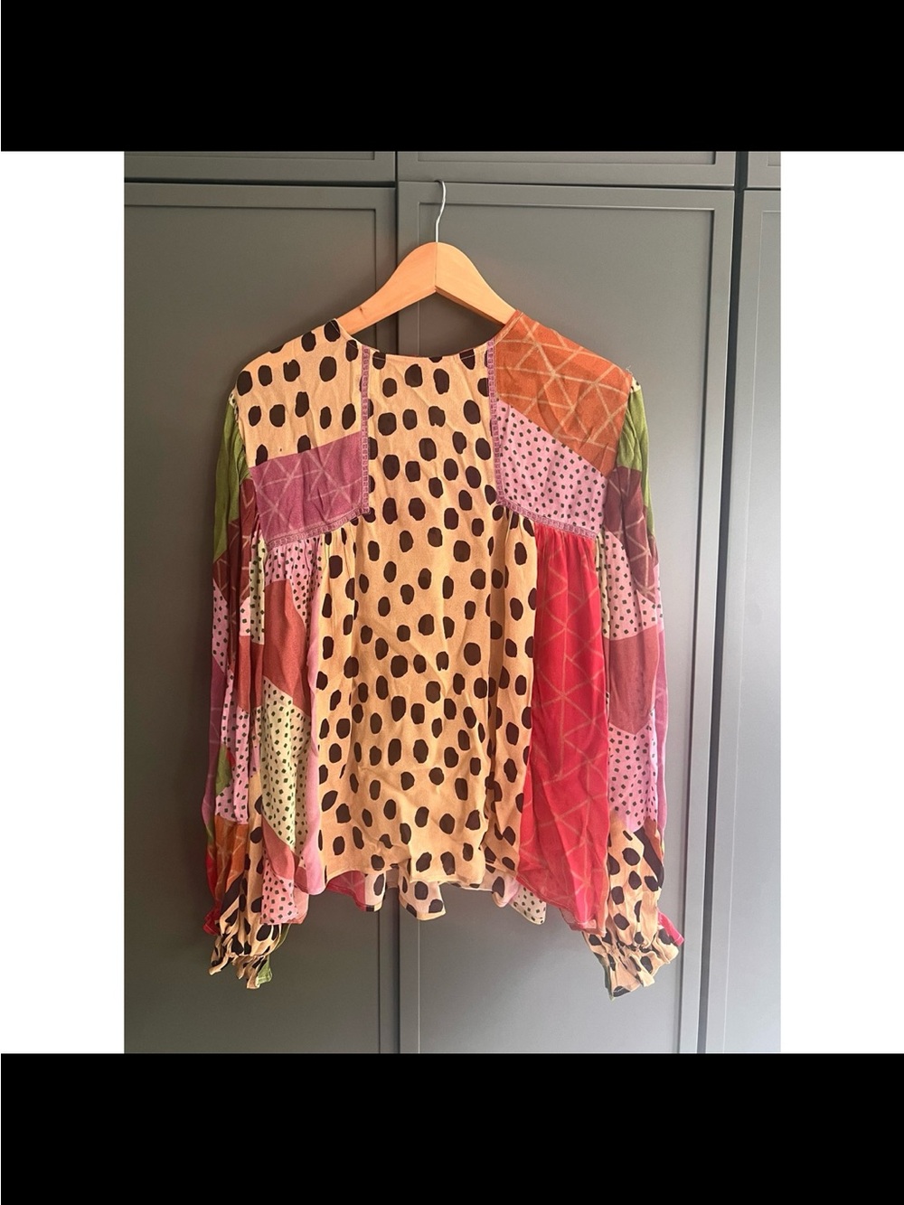 Multicolor Patchwork Long-Sleeve Blouse